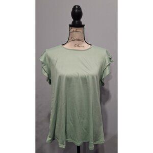 NWOT You & Me Green Short Sleeve Ruffle Top You & Me/Sz., S